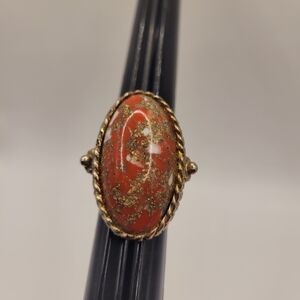Red Jasper Confetti Adjustable Vintage Ring